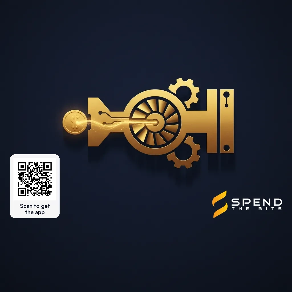 A gold coin feeding light into a simple engine shape, representing USDC used as the gas token.