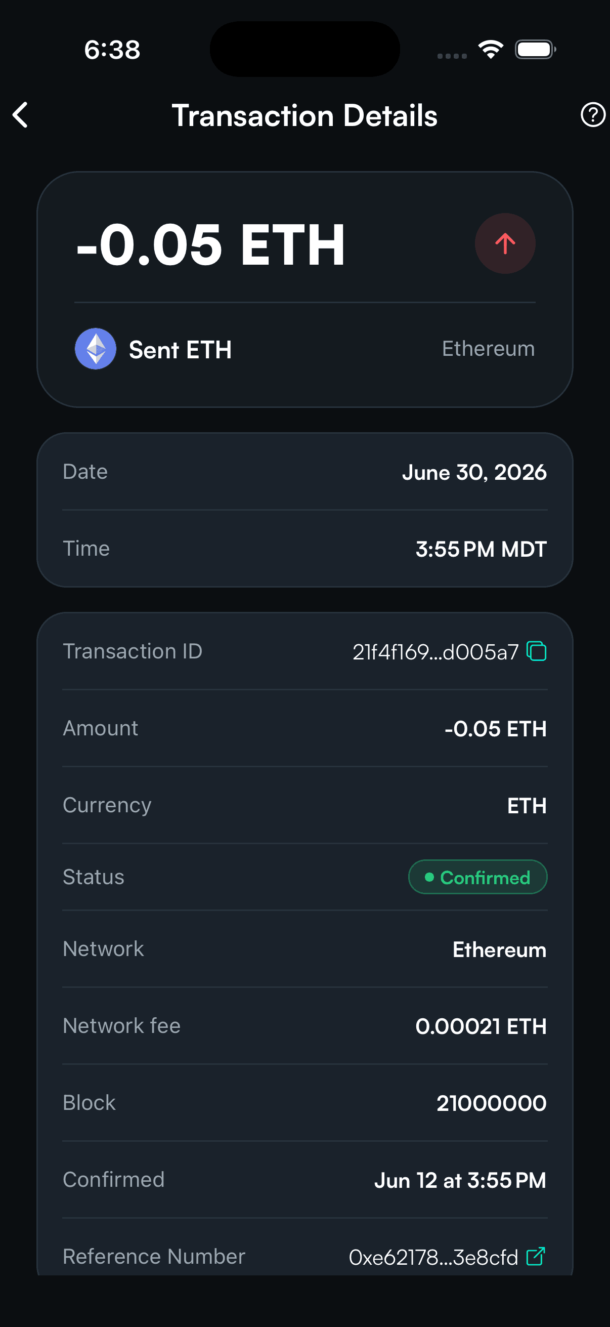 SpendTheBits app — Transaction screen