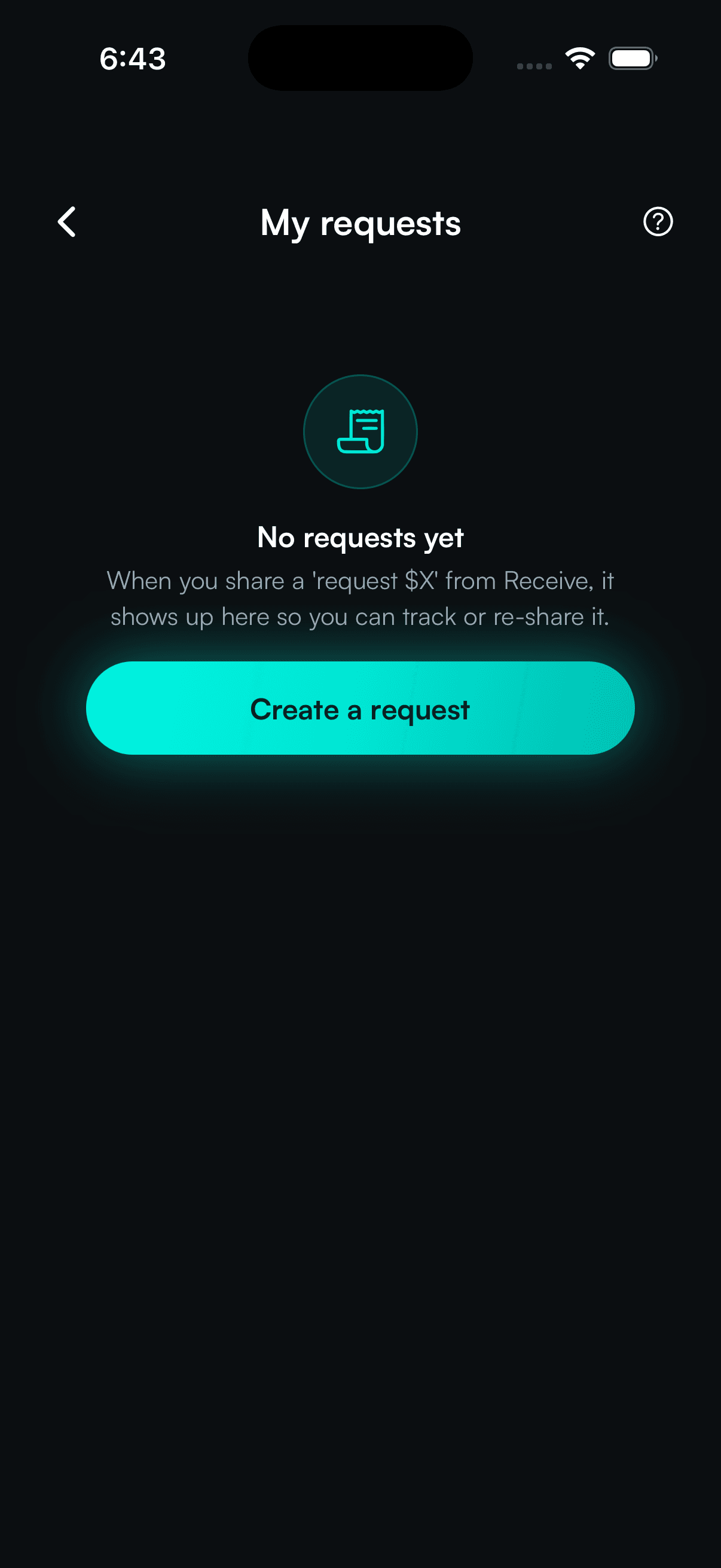 SpendTheBits app — Requests screen