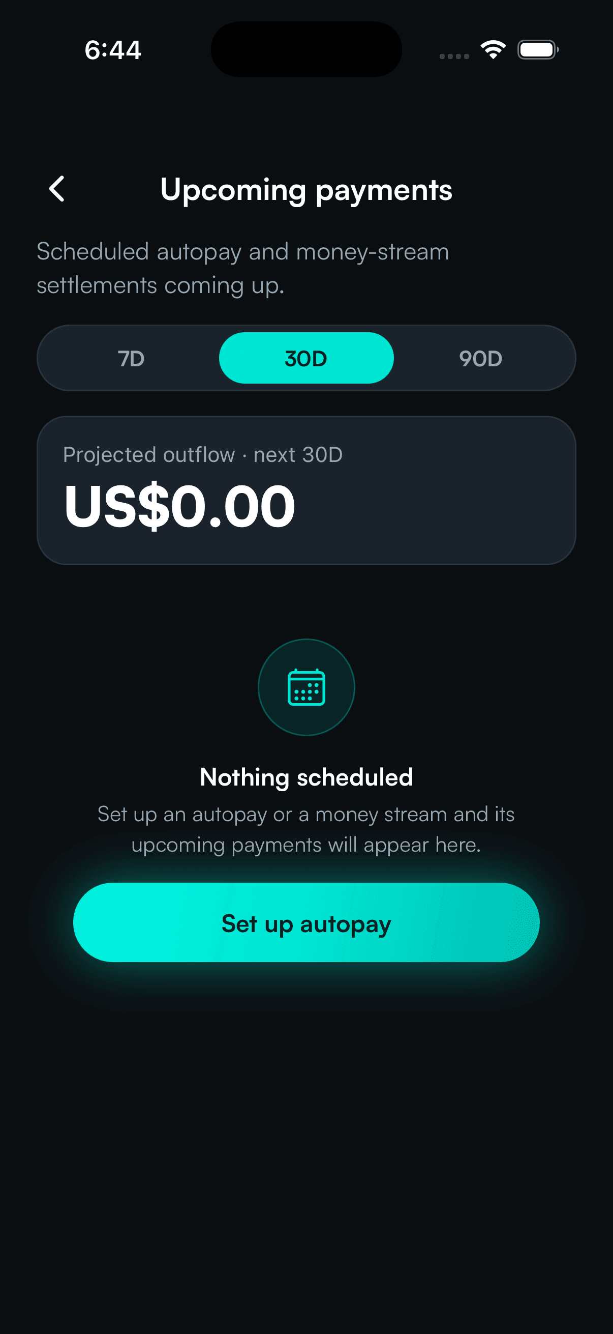 SpendTheBits app — Upcoming screen