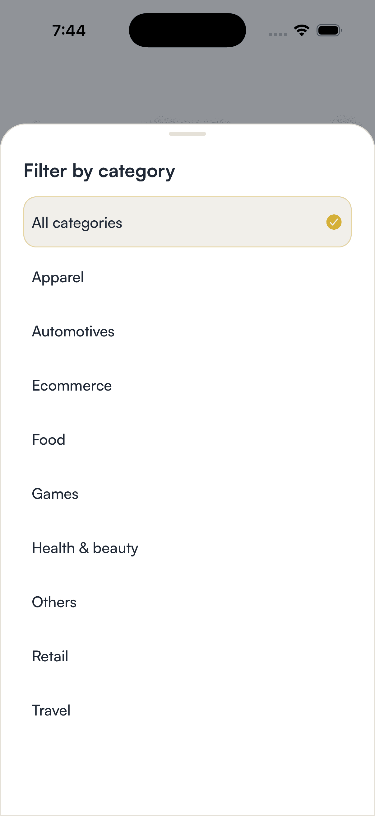 The SpendTheBits gift card category filter