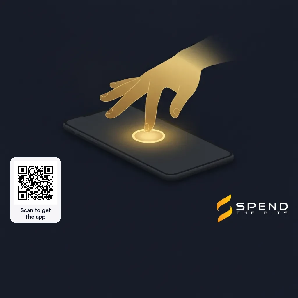 A gold hand pressing a phone's glowing confirm button, representing the person who confirms what the AI prepared.