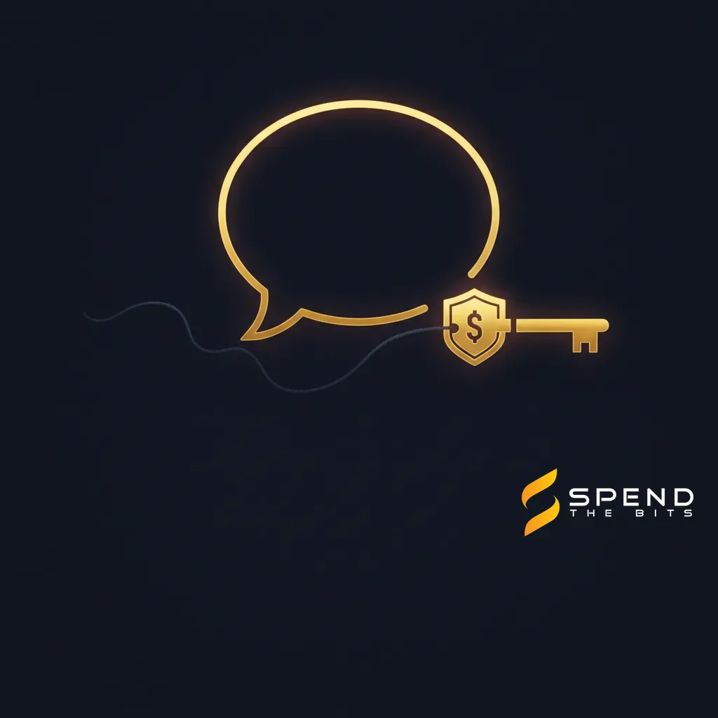 A gold shield intercepting a thread woven into a speech bubble before it reaches a key, representing prompt injection defense.