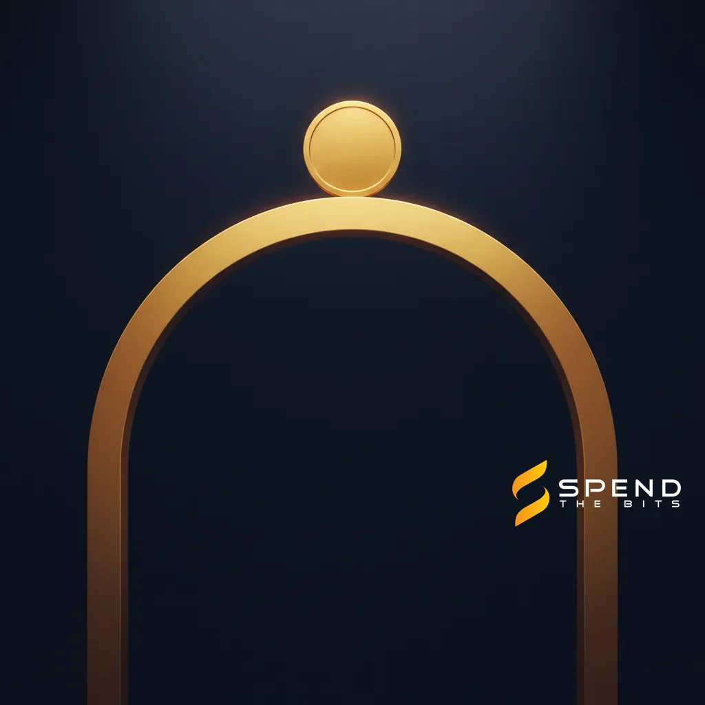 A glowing gold arc spanning a dark void with a single coin at its peak, representing Circle's Arc chain.