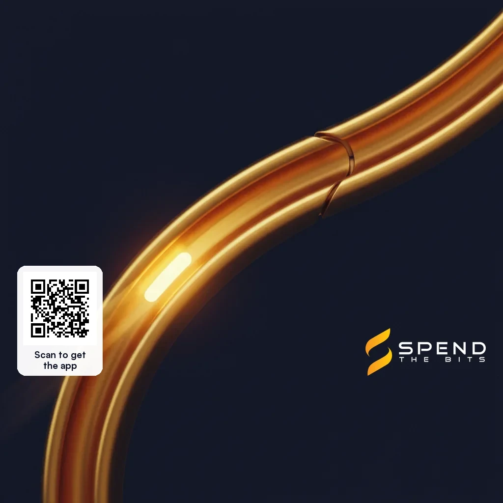 A gold conduit carrying one pulse that settles cleanly, evoking final settlement for agent payments.