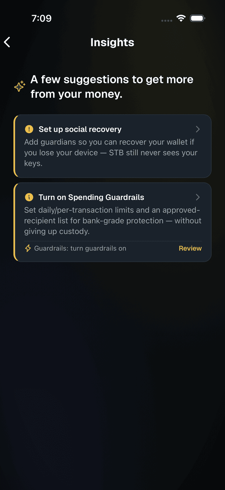 SpendTheBits app, Insights screen