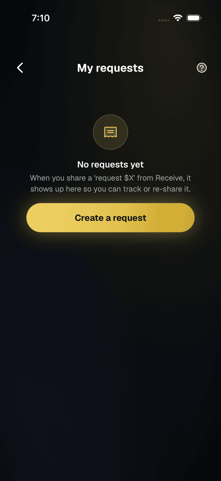 SpendTheBits app, Requests screen