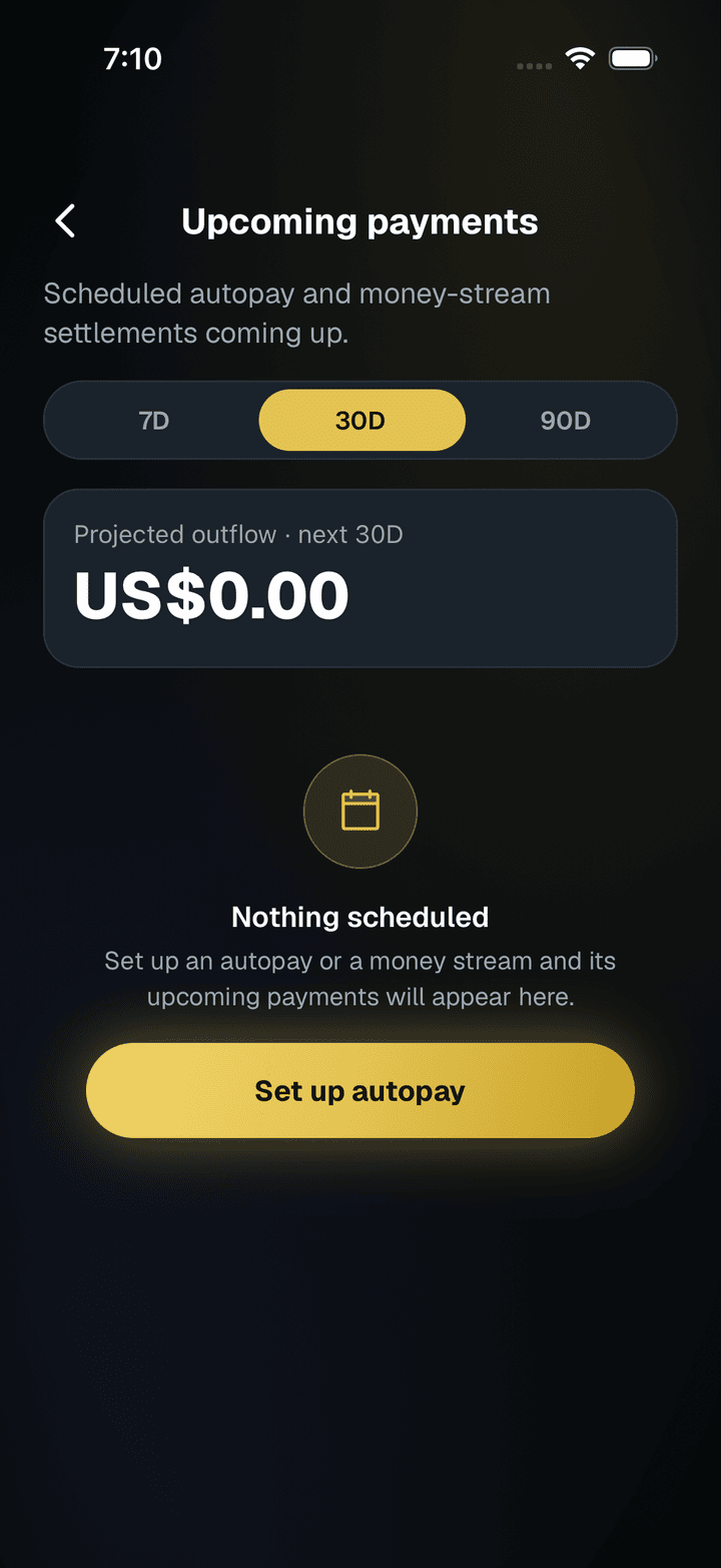 SpendTheBits app, Upcoming screen