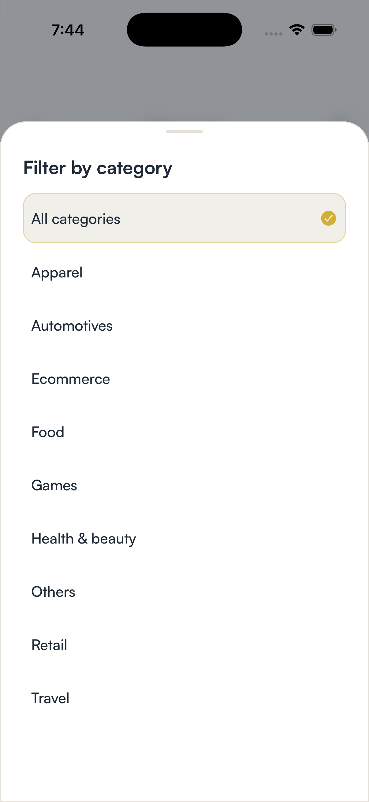 The SpendTheBits gift card category filter