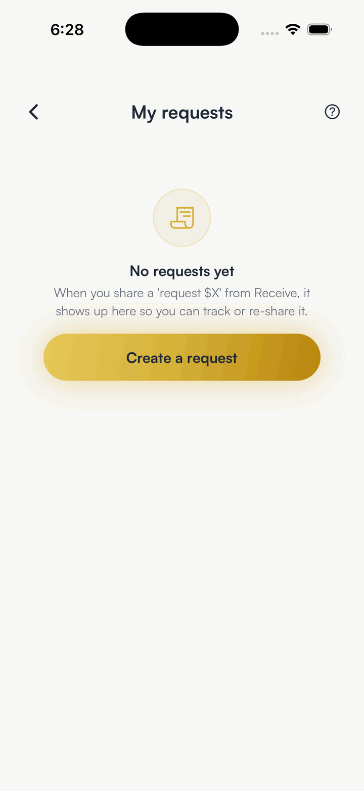 SpendTheBits app, Requests screen