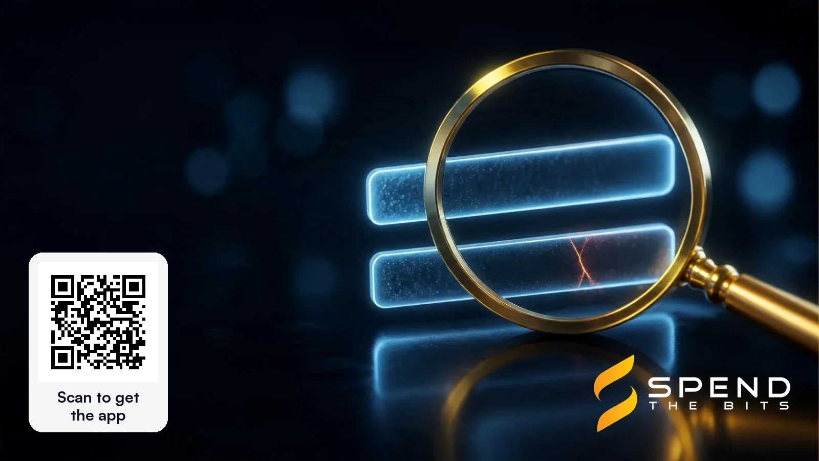 A gold magnifying glass revealing a crack in one of two near-identical address bars